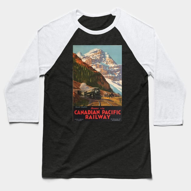 Vintage Travel - Canadian Pacific Railway Baseball T-Shirt by Culturio